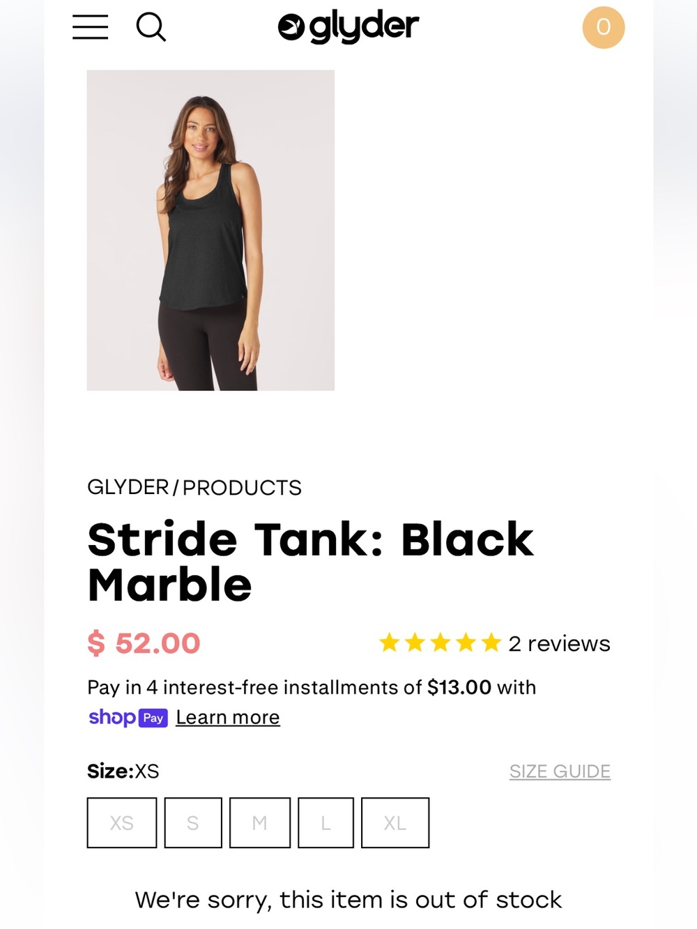 Glyder Stride Tank: Black Marble SIZE L - Picture 4 of 7
